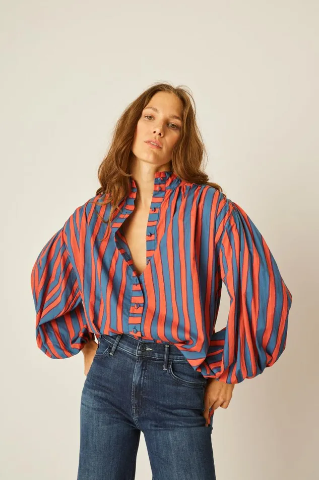 Tops Shop Natalie Martin IRIS TOP Batik Stripe Navy