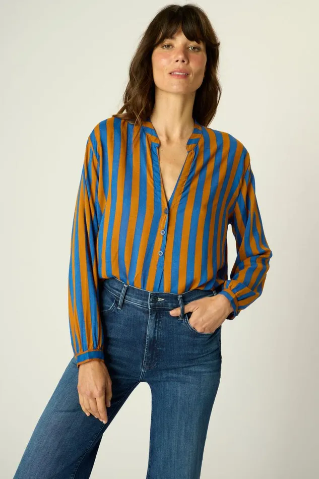 Tops Shop Natalie Martin LESLIE SHIRT Bluecoffee Stripe