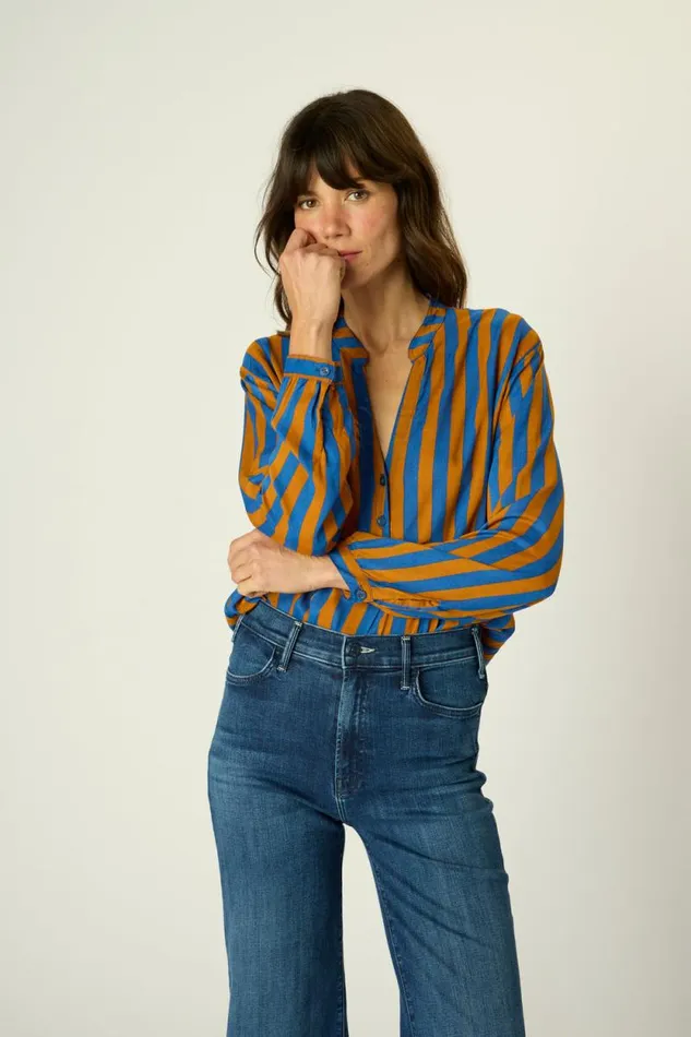 Tops Shop Natalie Martin LESLIE SHIRT Bluecoffee Stripe