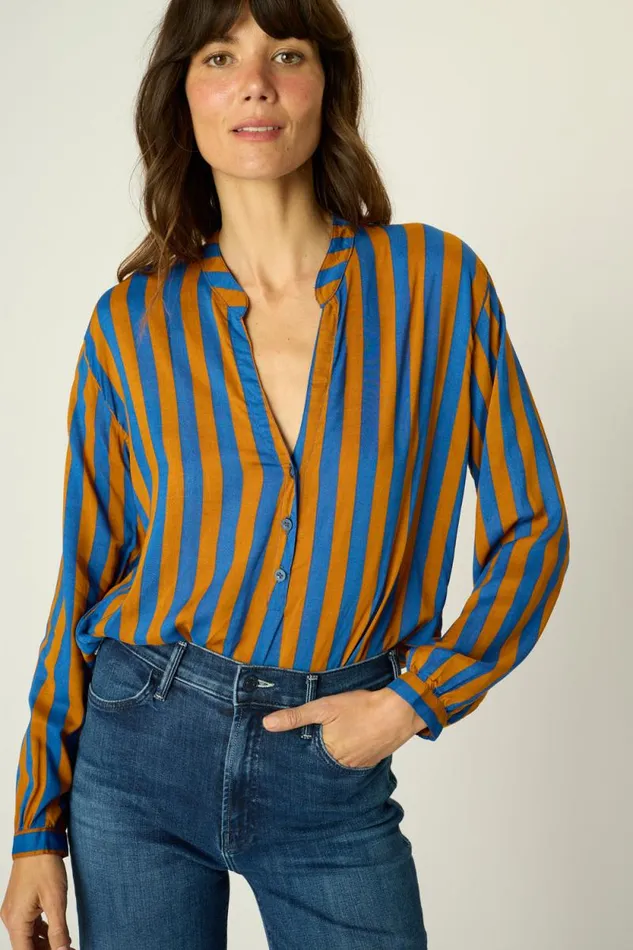 Tops Shop Natalie Martin LESLIE SHIRT Bluecoffee Stripe