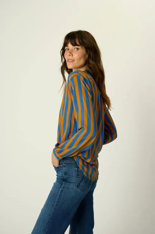 Tops Shop Natalie Martin LESLIE SHIRT Bluecoffee Stripe