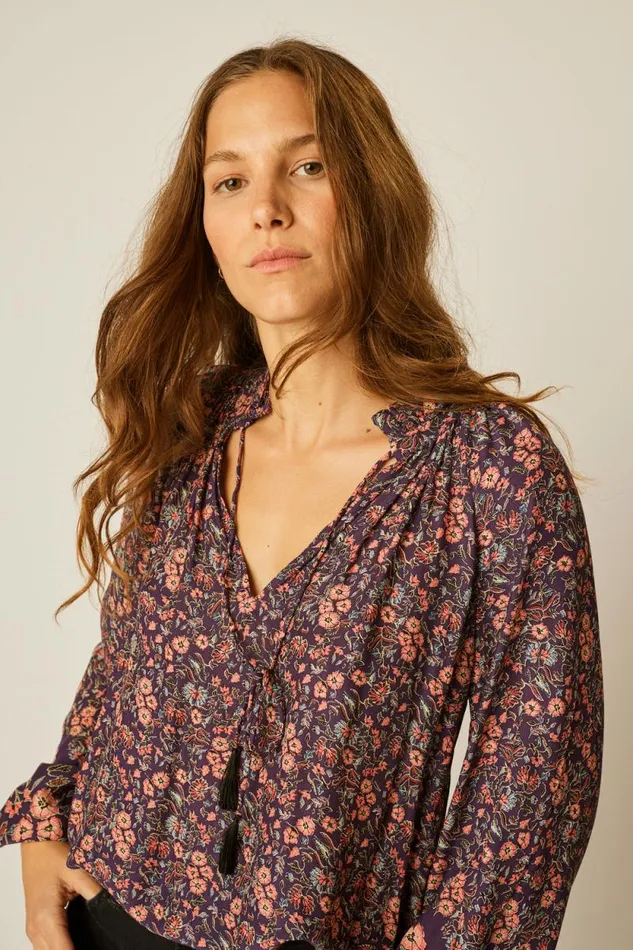 Tops Shop Natalie Martin PENNY BLOUSE Petite Fleur Aubergine