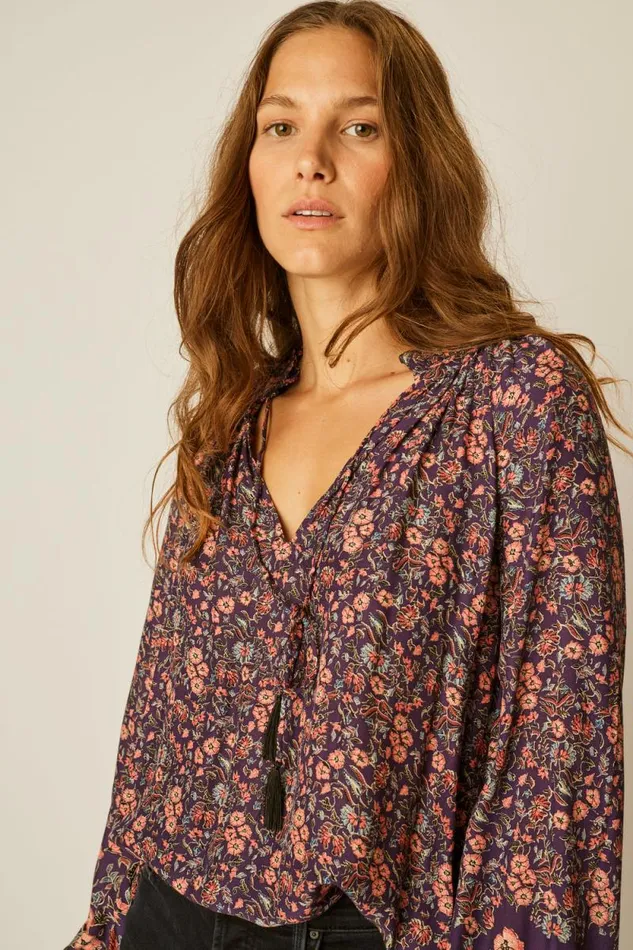 Tops Shop Natalie Martin PENNY BLOUSE Petite Fleur Aubergine