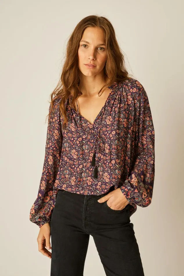Tops Shop Natalie Martin PENNY BLOUSE Petite Fleur Aubergine