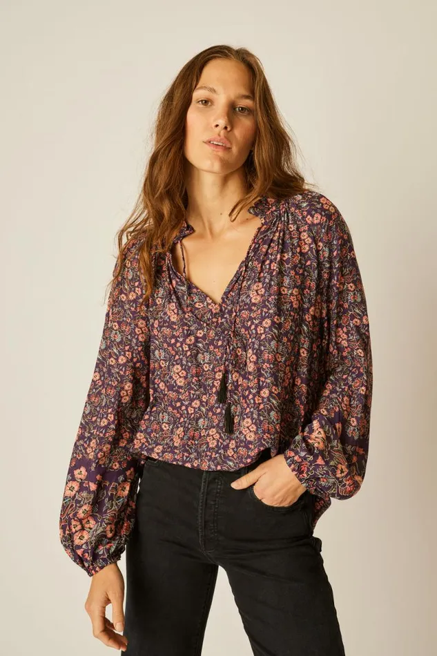 Tops Shop Natalie Martin PENNY BLOUSE Petite Fleur Aubergine