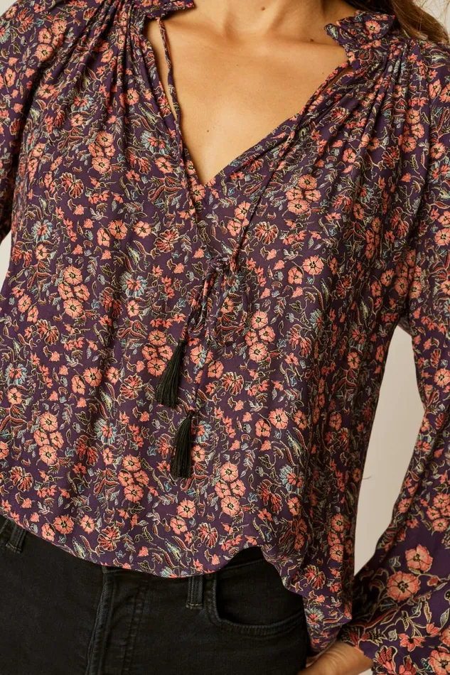 Tops Shop Natalie Martin PENNY BLOUSE Petite Fleur Aubergine