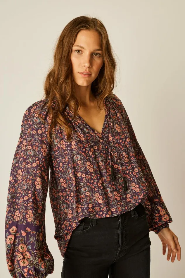 Tops Shop Natalie Martin PENNY BLOUSE Petite Fleur Aubergine