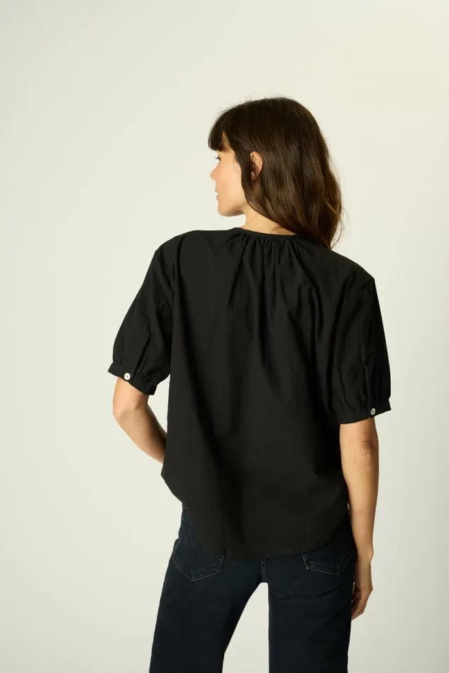 Tops Shop Natalie Martin VIOLET TOP Black Flat Cotton