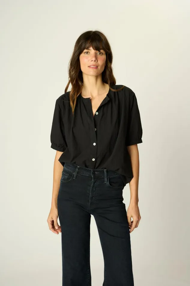 Tops Shop Natalie Martin VIOLET TOP Black Flat Cotton