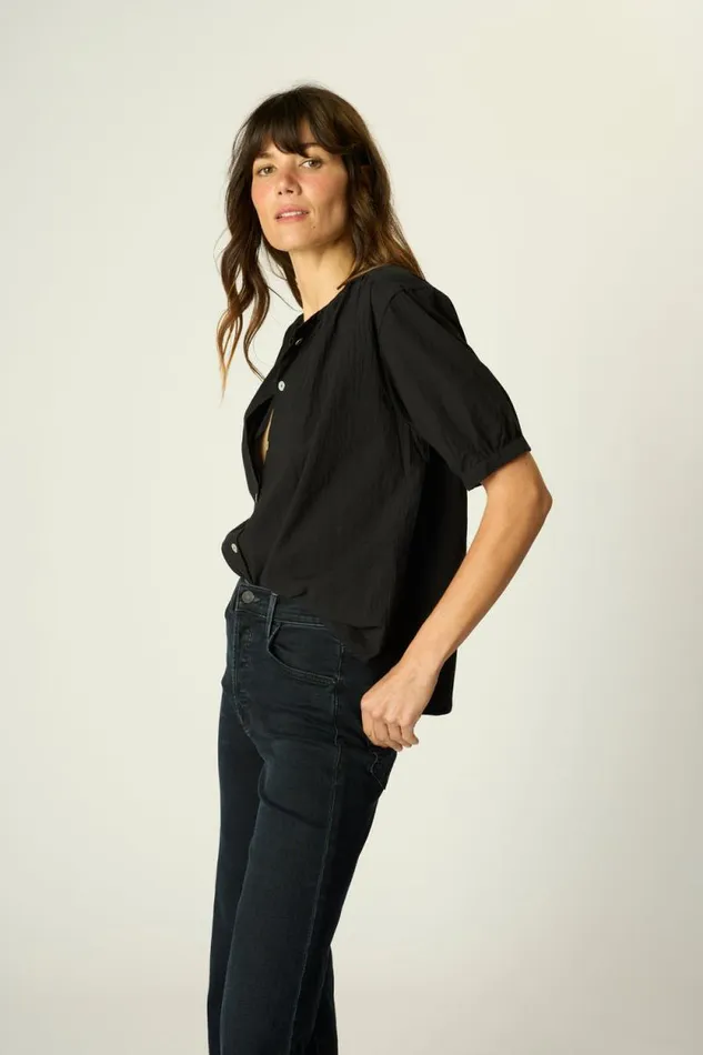 Tops Shop Natalie Martin VIOLET TOP Black Flat Cotton
