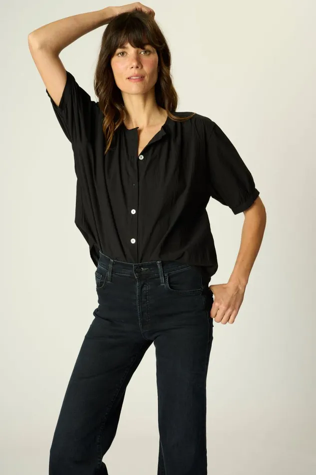 Tops Shop Natalie Martin VIOLET TOP Black Flat Cotton
