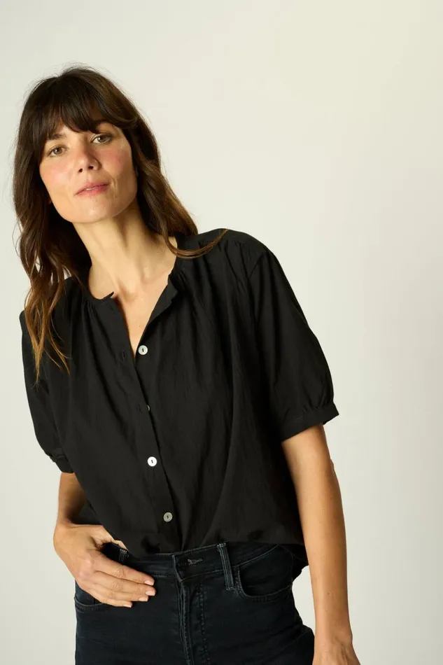 Tops Shop Natalie Martin VIOLET TOP Black Flat Cotton