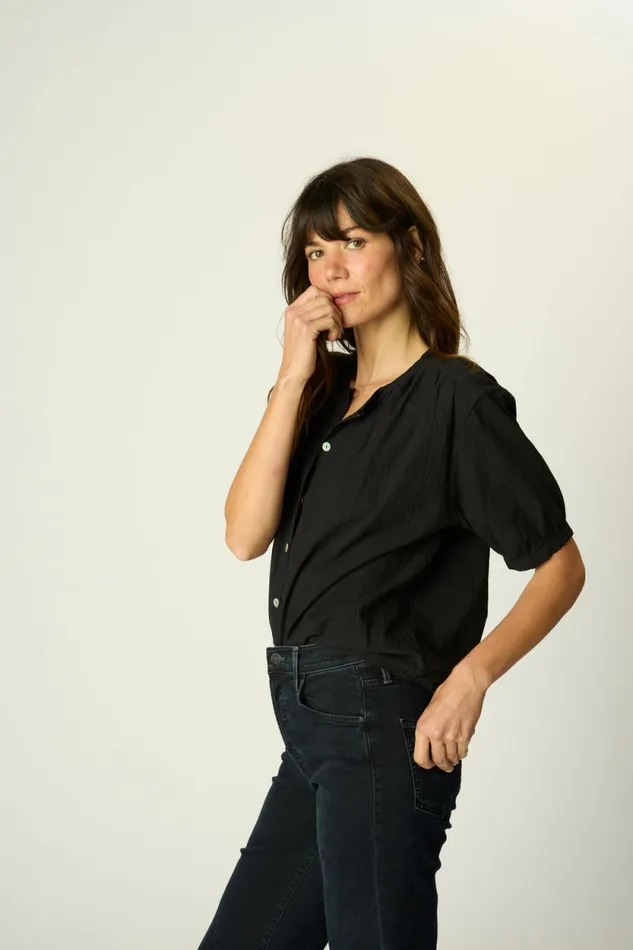 Tops Shop Natalie Martin VIOLET TOP Black Flat Cotton