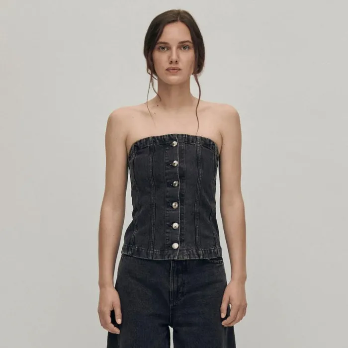 Tops Women ALOHAS Troyes Black Denim Tank
