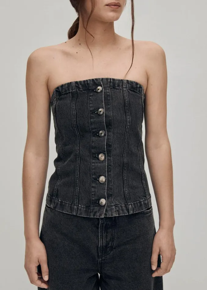 Tops Women ALOHAS Troyes Black Denim Tank