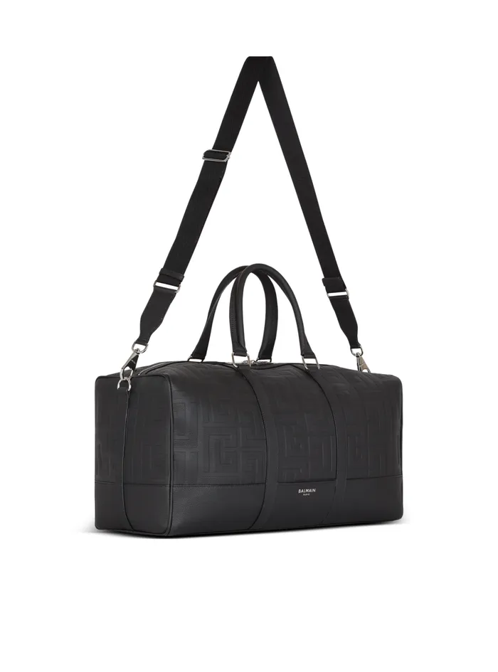 Travel Bag In Grained Leather Black Men Balmain Bags And Backpacks
