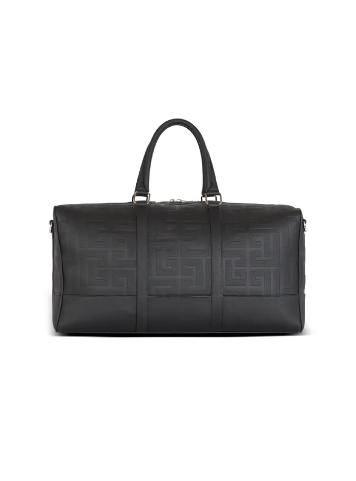 Travel Bag In Grained Leather Black Men Balmain Bags And Backpacks