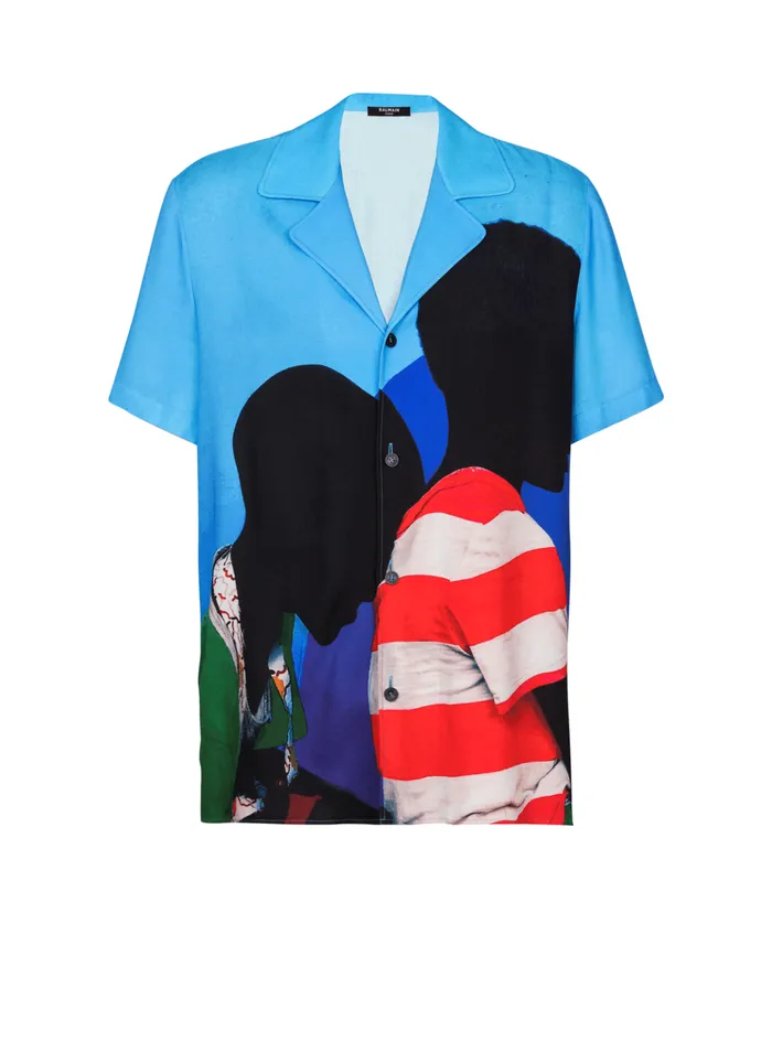 Twill Pyjama Shirt With Prince Gyasi Print Multicolor Men Balmain Shirts And Polos