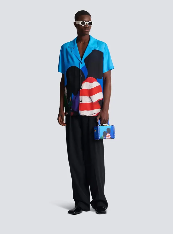 Twill Pyjama Shirt With Prince Gyasi Print Multicolor Men Balmain Shirts And Polos