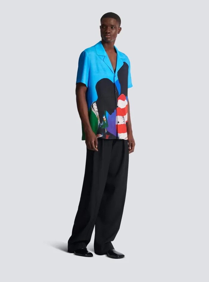 Twill Pyjama Shirt With Prince Gyasi Print Multicolor Men Balmain Shirts And Polos