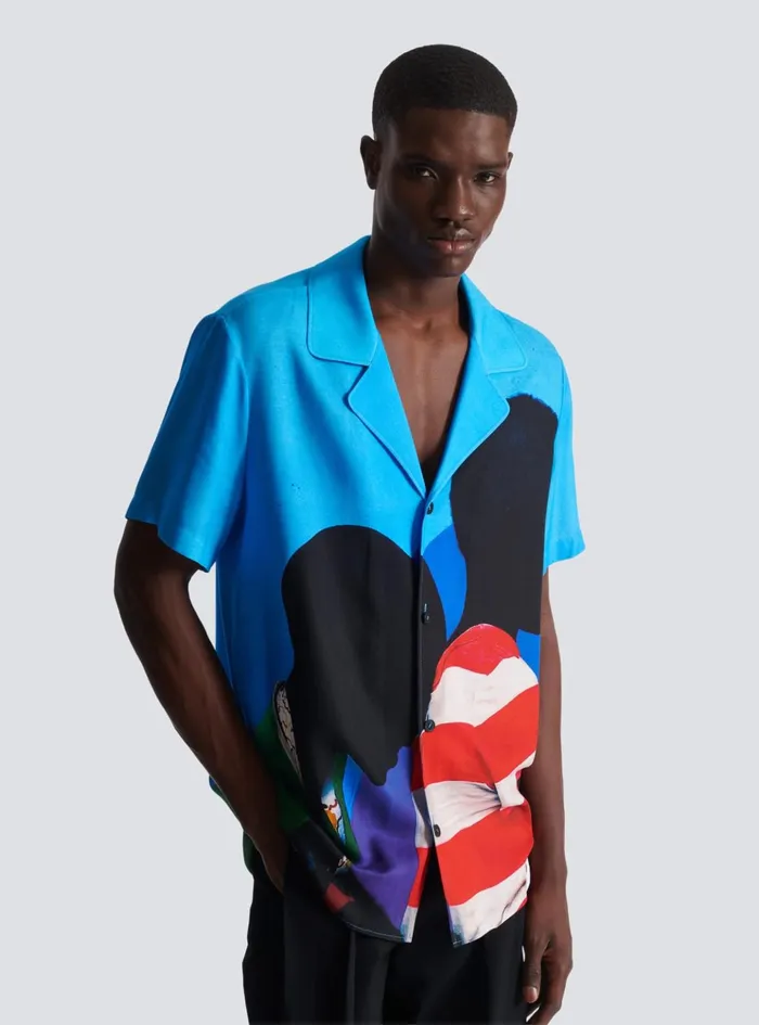 Twill Pyjama Shirt With Prince Gyasi Print Multicolor Men Balmain Shirts And Polos