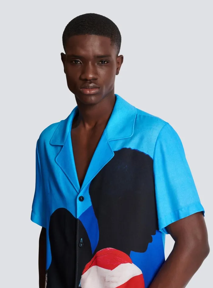 Twill Pyjama Shirt With Prince Gyasi Print Multicolor Men Balmain Shirts And Polos