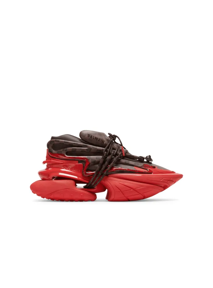 Unicorn Sneakers In Neoprene And Monogram Leather Brown Men Balmain Sneakers