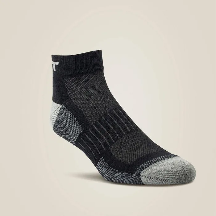 Unisex Socks Ariat High Performance Quarter Crew Tek Work Sock 3 Pair Pack Black