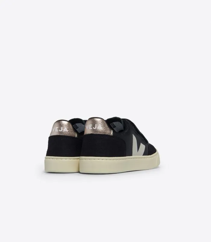 VEJA V12 Kids V12 LEATHER BLACK WHITE PLATINE