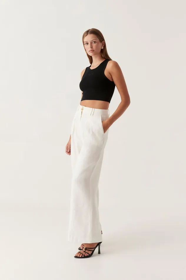 Vista High Waist Wide Leg Pant Ivory Women Aje Pants