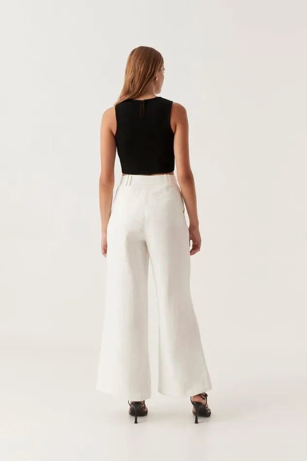 Vista High Waist Wide Leg Pant Ivory Women Aje Pants