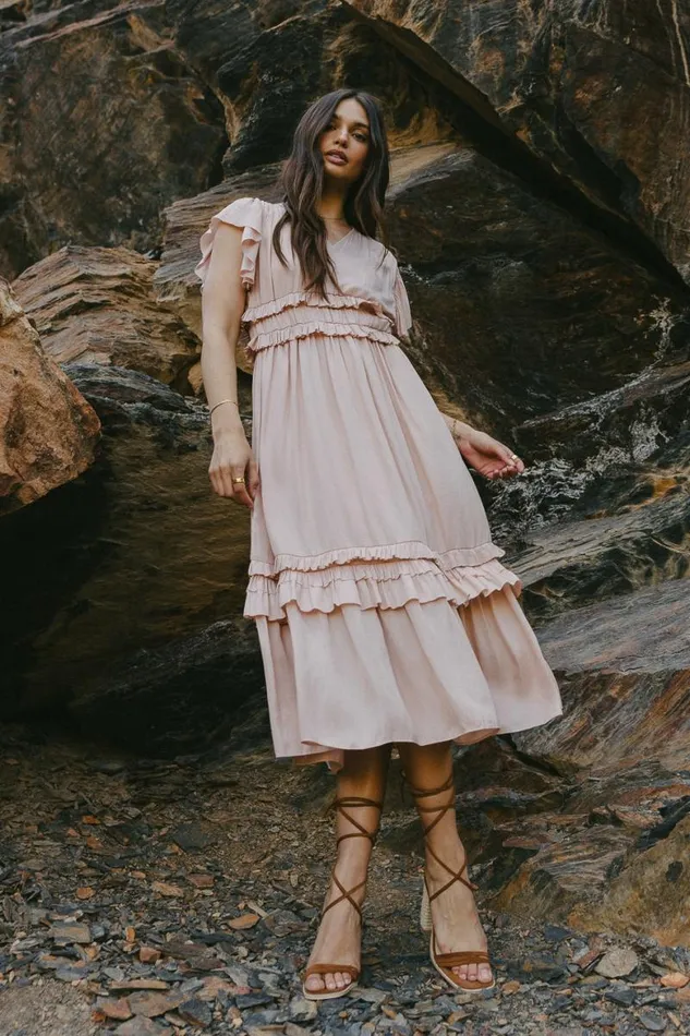 Willa Ruffle Dress In Rose Rose Women Bohme Dresses