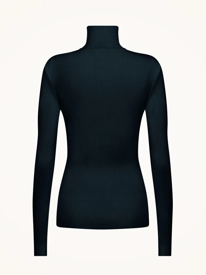 Wolford Longsleeved Tops Merino Fine Rib Top Long Sleeve Deep Night 8211 Women