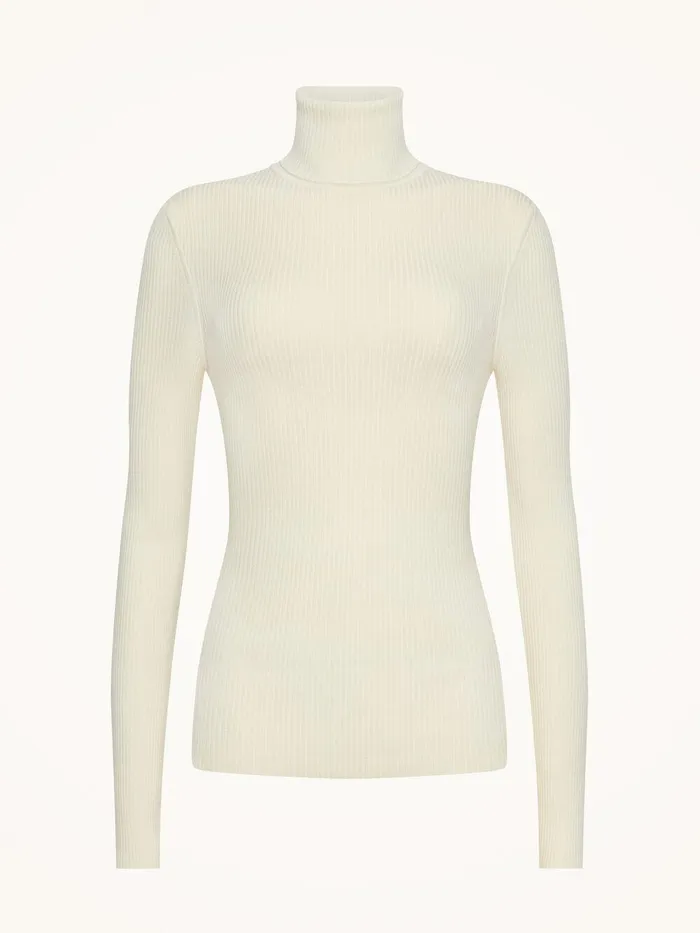 Wolford Longsleeved Tops Merino Fine Rib Top Long Sleeve Ecrue 8211 Women