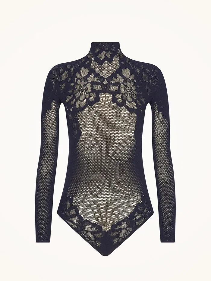 Wolford Longsleeve Bodies Lace Tattoo Body Deep Night 8211 Women