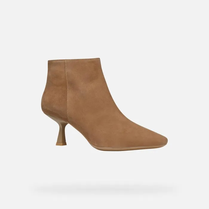Woman Geox Ankle Boots GISELDA R WOMAN Mud Medium Heel Ankle Boots Mud