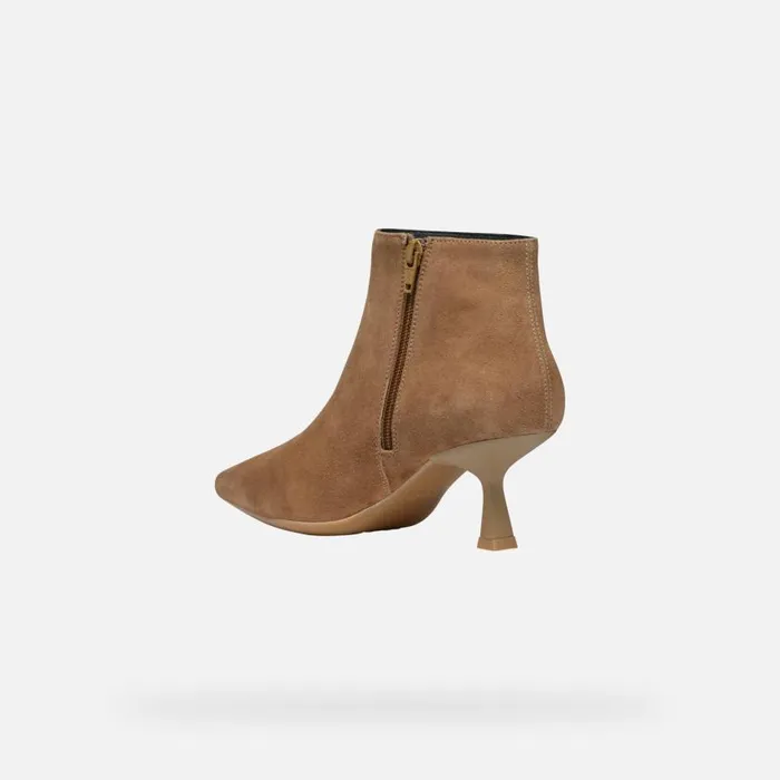 Woman Geox Ankle Boots GISELDA R WOMAN Mud Medium Heel Ankle Boots Mud