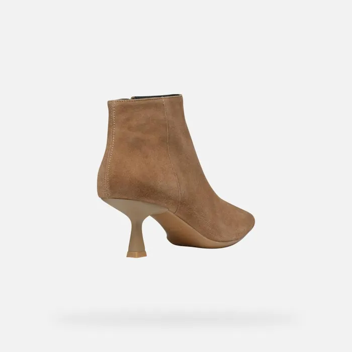 Woman Geox Ankle Boots GISELDA R WOMAN Mud Medium Heel Ankle Boots Mud