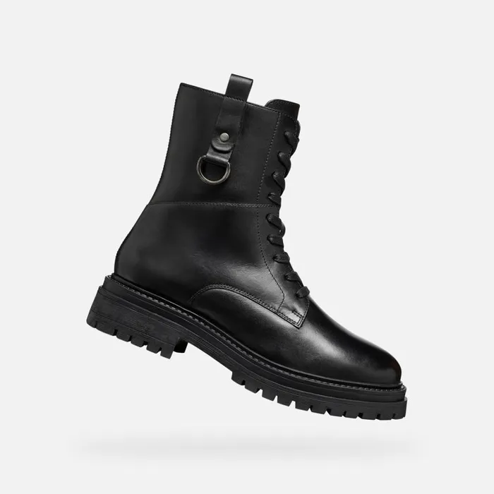 Woman Geox Ankle Boots IRIDEA WOMAN Black Combat Boots Black