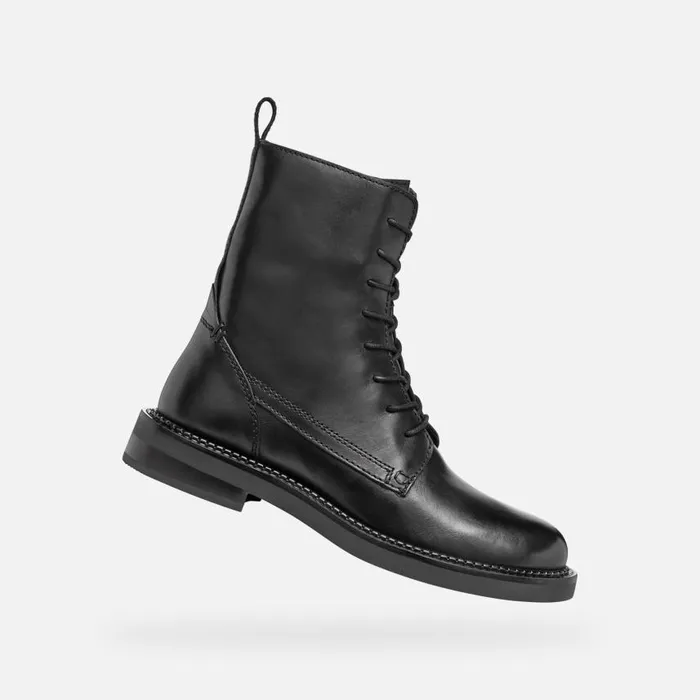 Woman Geox Ankle Boots SERILDA WOMAN Black Ankle Boots With Laces Black