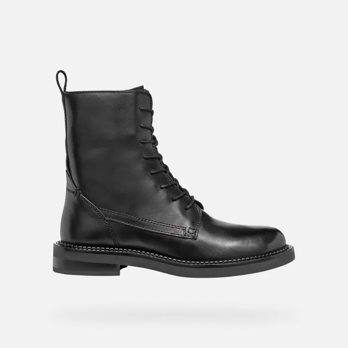 Woman Geox Ankle Boots SERILDA WOMAN Black Ankle Boots With Laces Black
