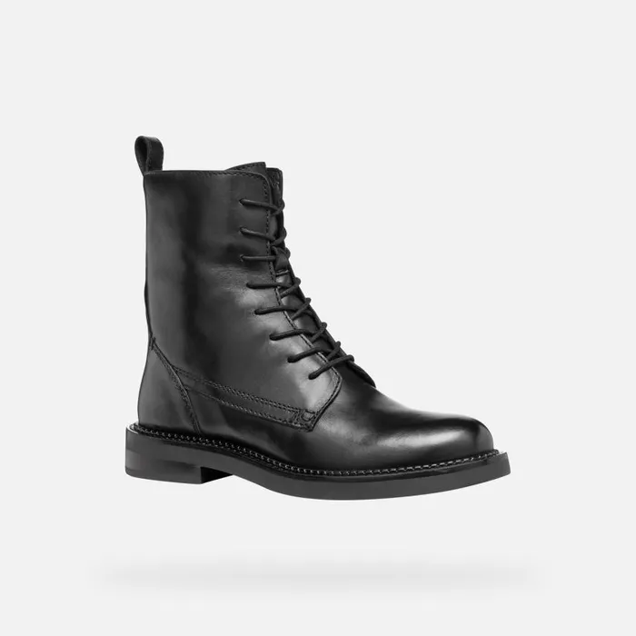Woman Geox Ankle Boots SERILDA WOMAN Black Ankle Boots With Laces Black