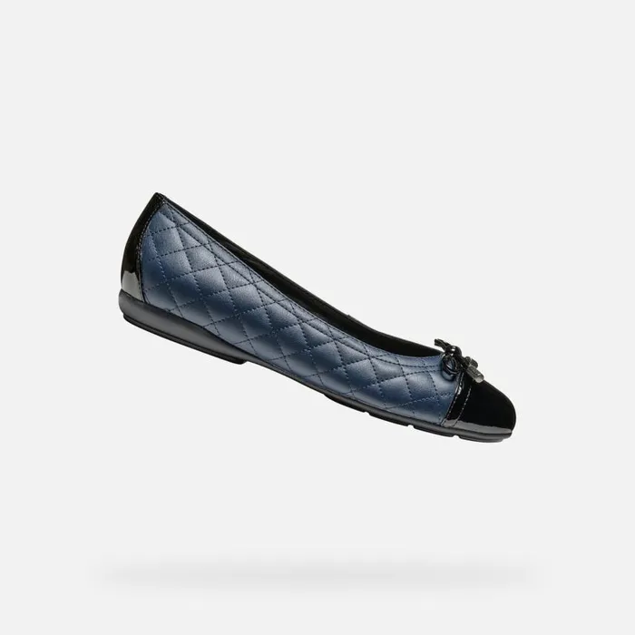 Woman Geox Ballerinas ANNYTAH WOMAN NavyBlack Leather Ballerina Flats Navyblack