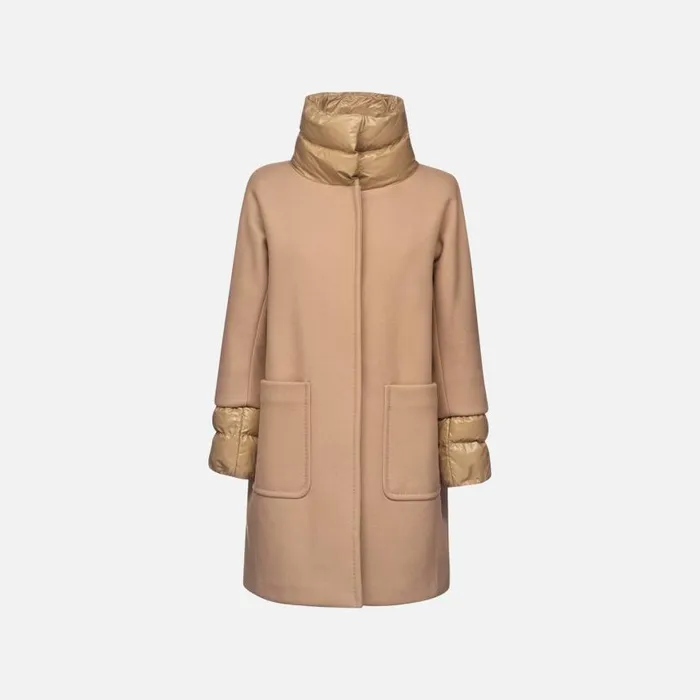 Woman Geox Coats DIAMANTA WOMAN Tiger039s Eye Long Coat Tiger039s Eye