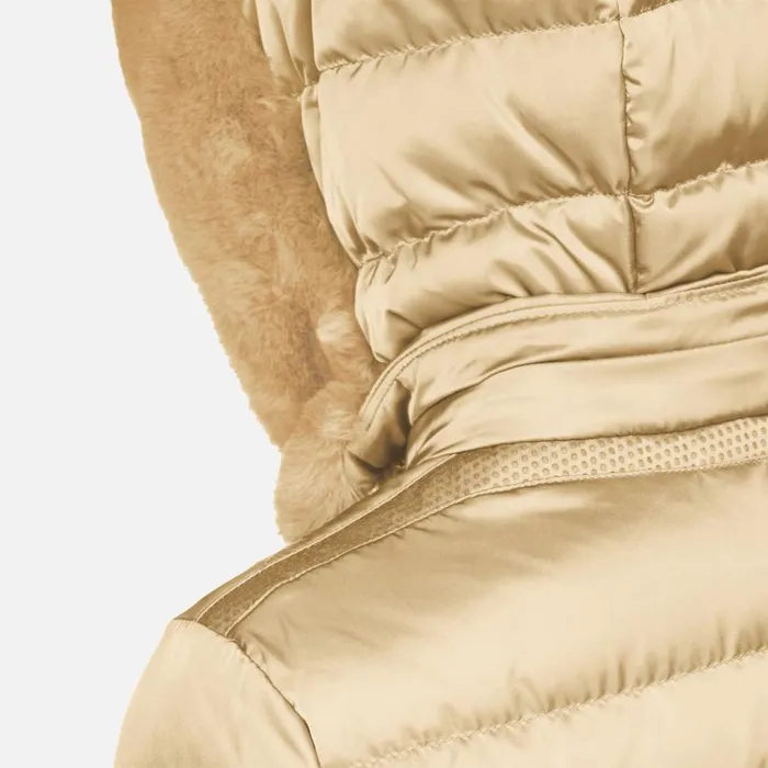 Woman Geox Down Jackets BETTANIE WOMAN Travertine Fulllength Quilted Coat Travertine