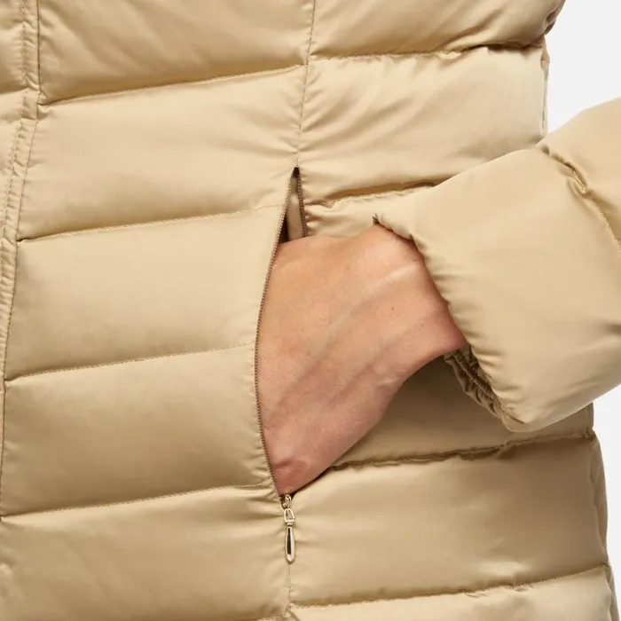 Woman Geox Down Jackets BETTANIE WOMAN Travertine Fulllength Quilted Coat Travertine