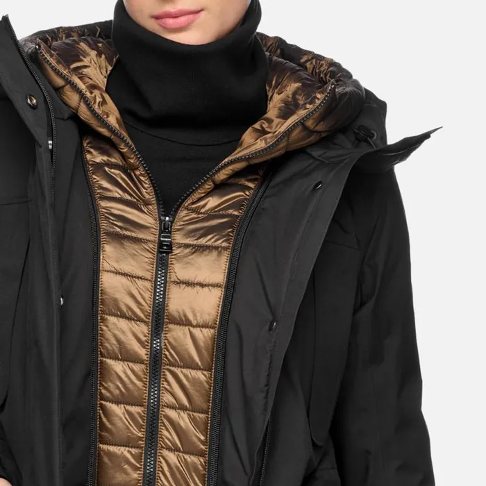 Woman Geox Jackets FELICITY ABX WOMAN Black Long Parka Black