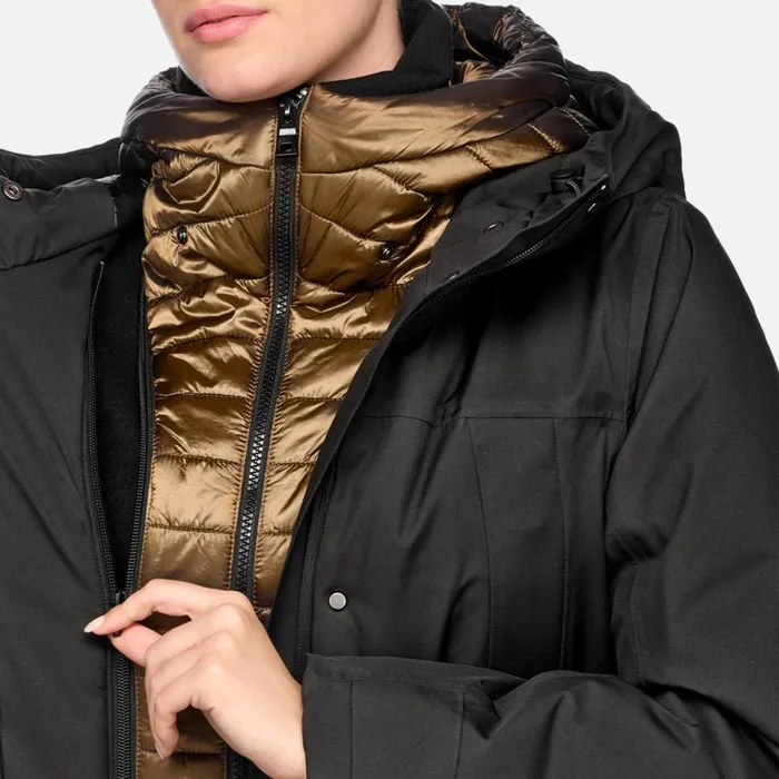 Woman Geox Jackets FELICITY ABX WOMAN Black Long Parka Black