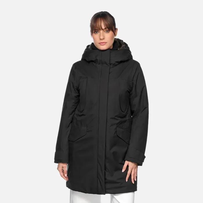 Woman Geox Jackets FELICITY ABX WOMAN Black Long Parka Black