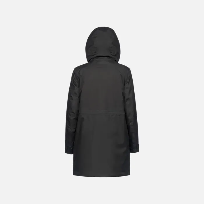 Woman Geox Jackets FELICITY ABX WOMAN Black Long Parka Black